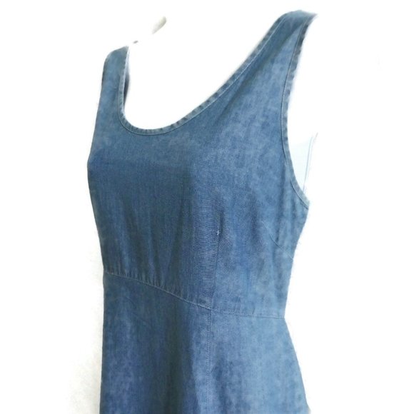 SOLD Laura Ashley Maxi Dress Zip Back Slits Tank Blu 12 - Picture 2 of 7